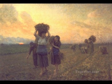 ジュール・ブルトン Painting - 最後の落穂拾いの田舎の写実主義者ジュール・ブルトン
